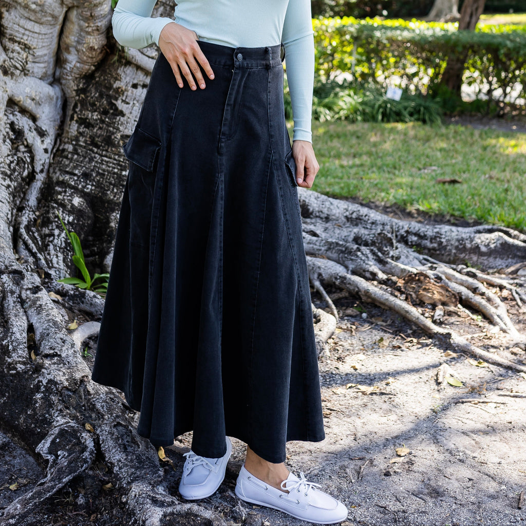 Cargo Denim Skirt | Black [Final Sale]