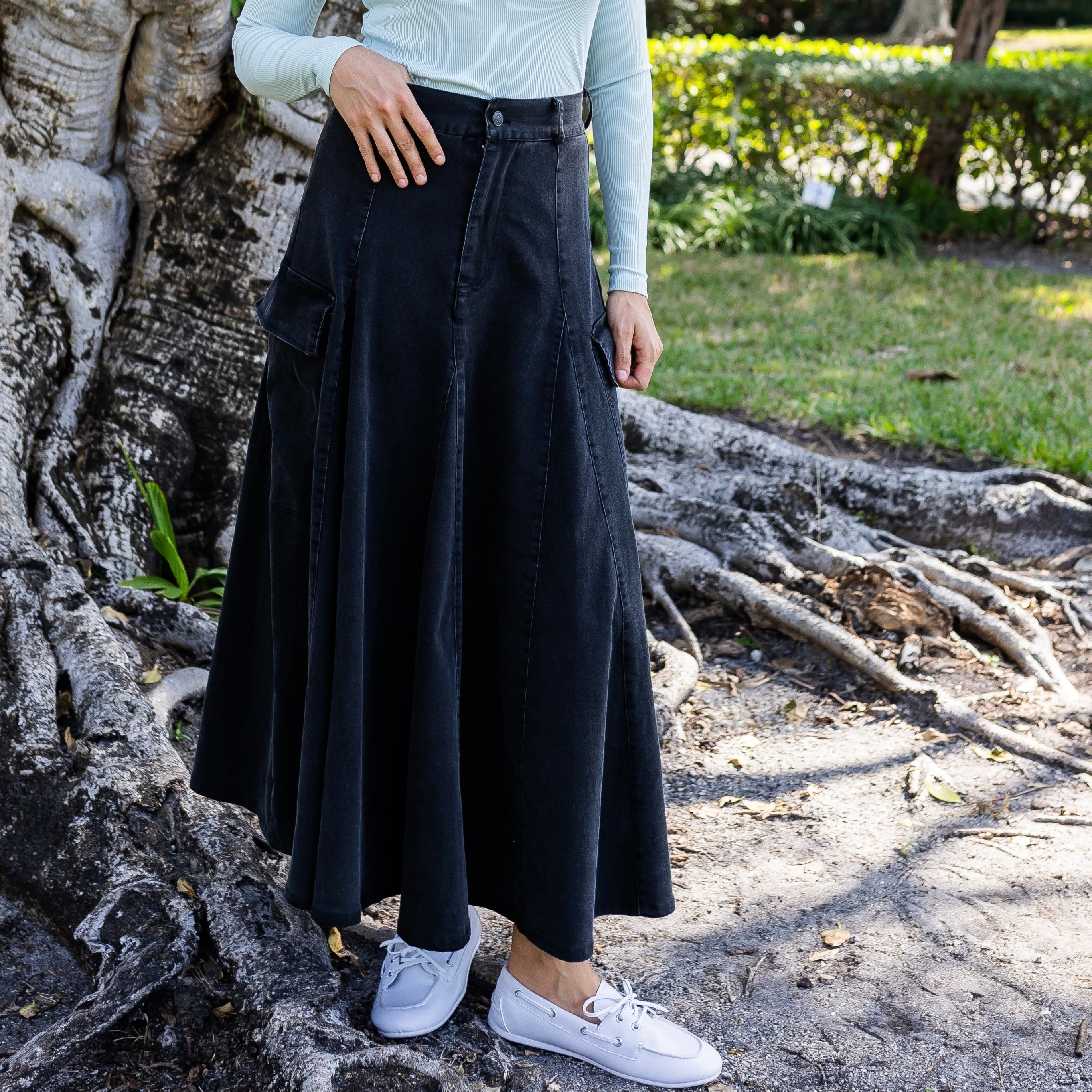 Cargo Denim Skirt | Black [Final Sale]