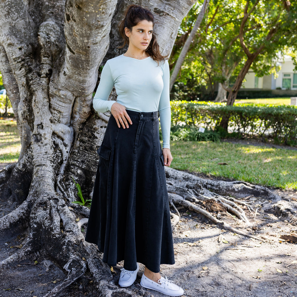 Cargo Denim Skirt | Black [Final Sale]