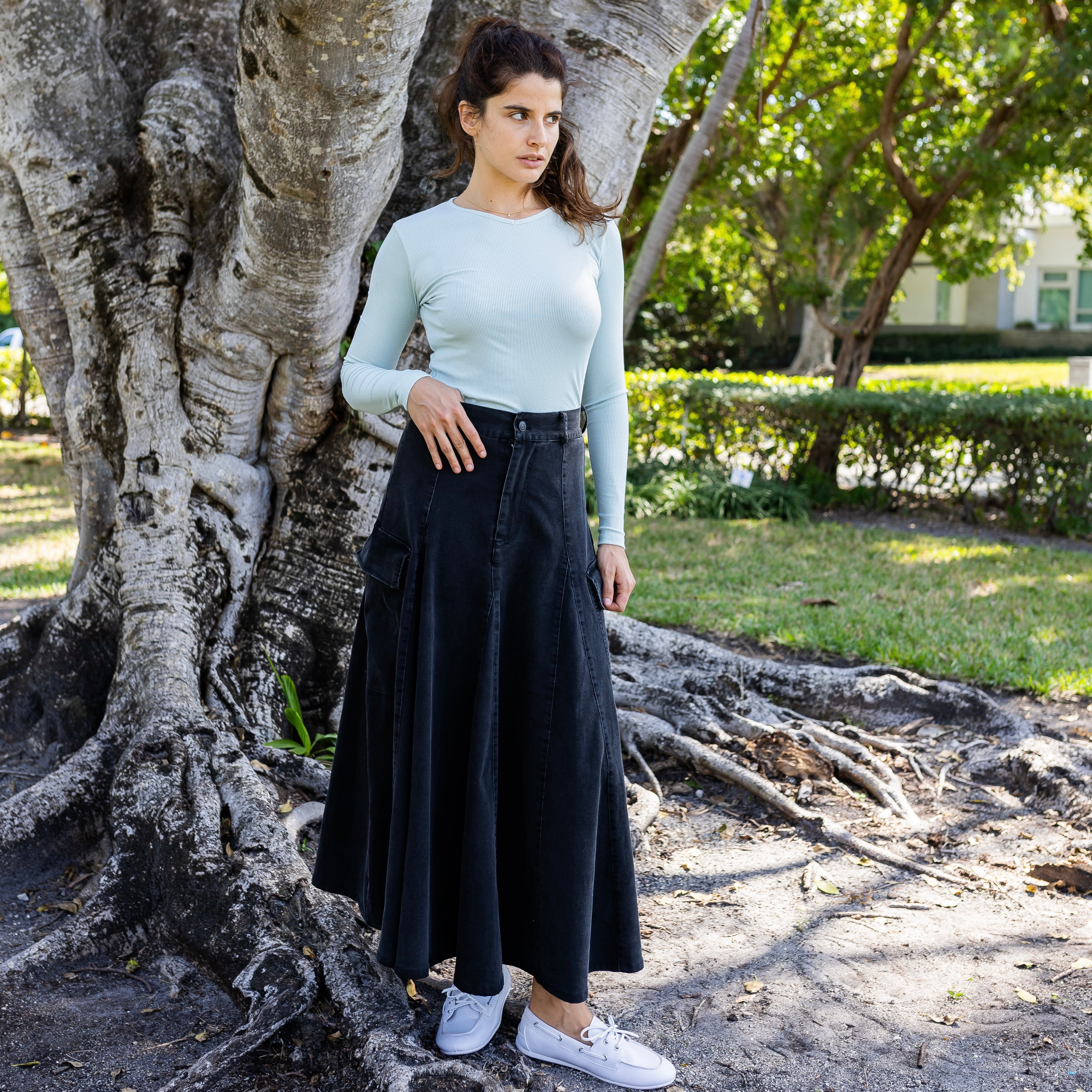 Cargo Denim Skirt | Black [Final Sale]
