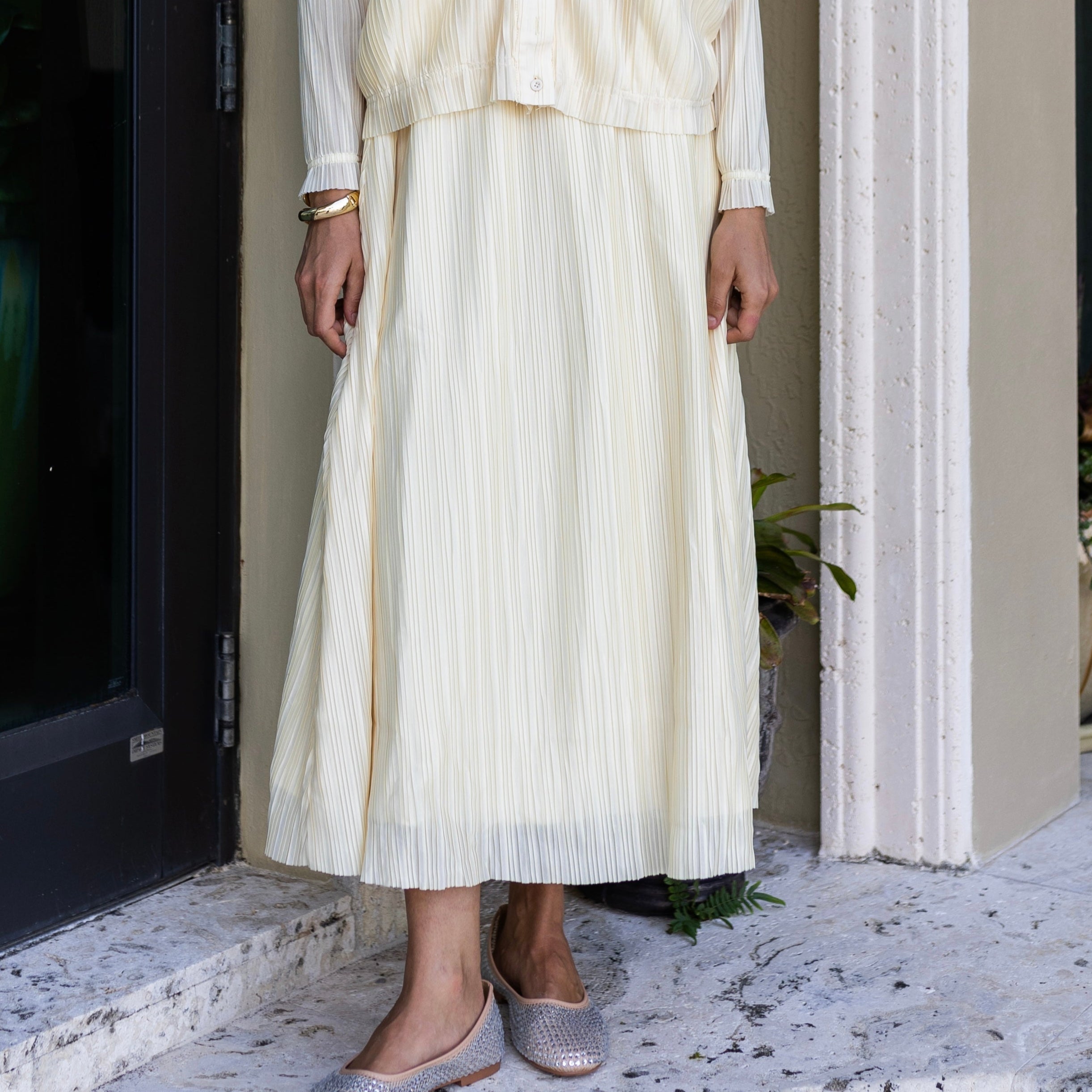 Plisse Skirt | Cream [Final Sale]