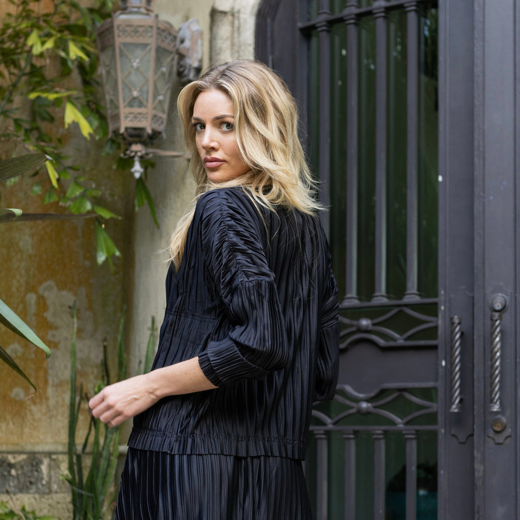 Plisse Blouse | Black [Final Sale]