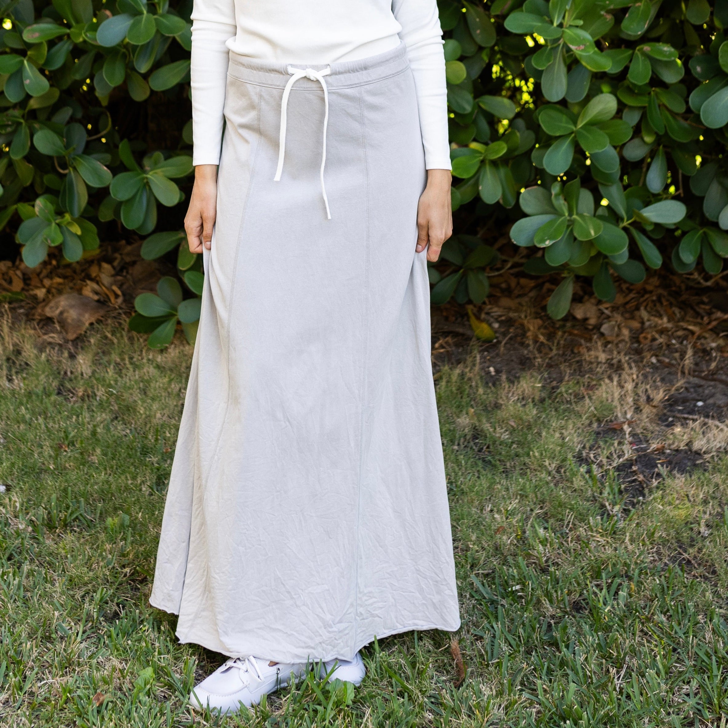 Drawstring Maxi Skirt| Gray