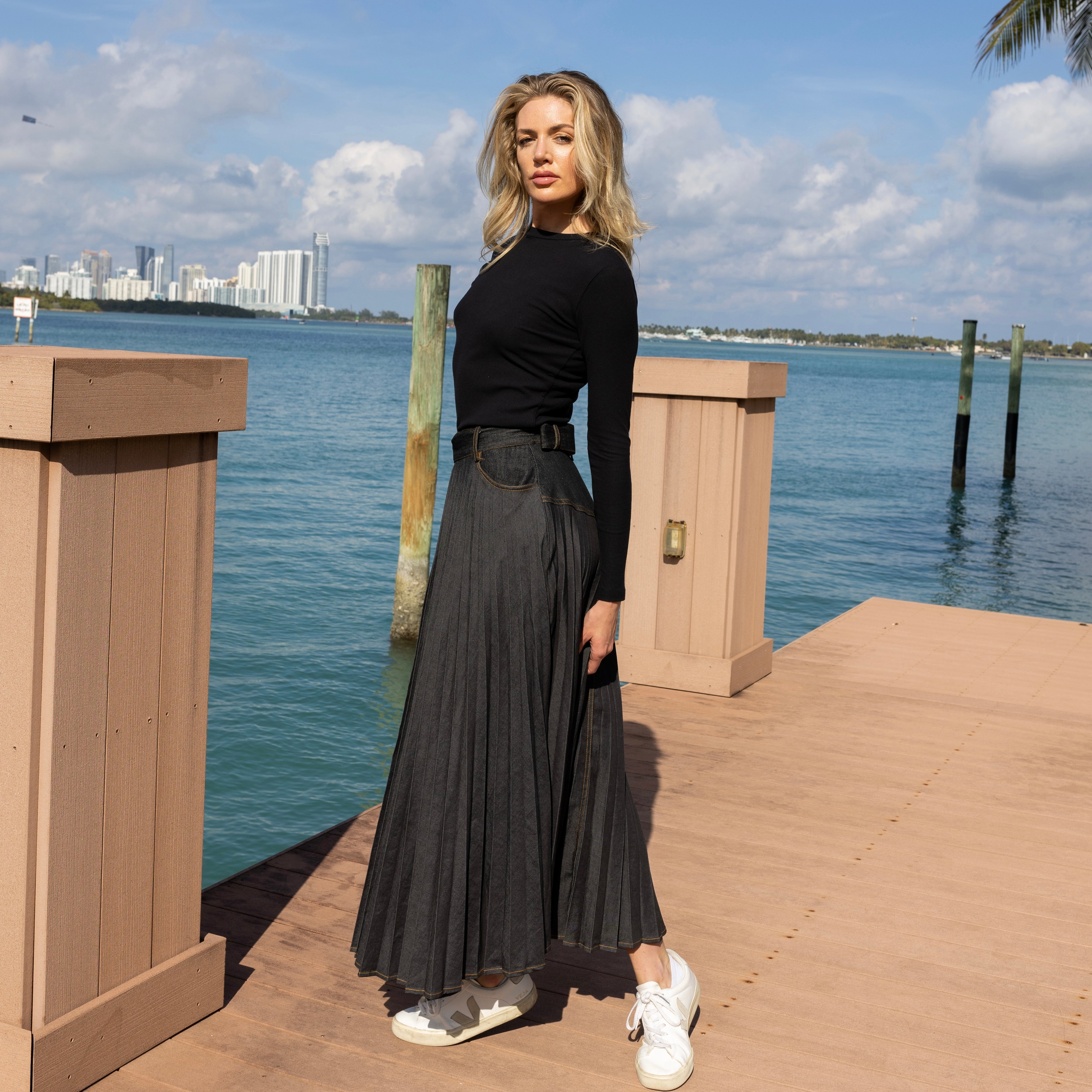 Denim Wrap Skirt | Black [Final Sale]