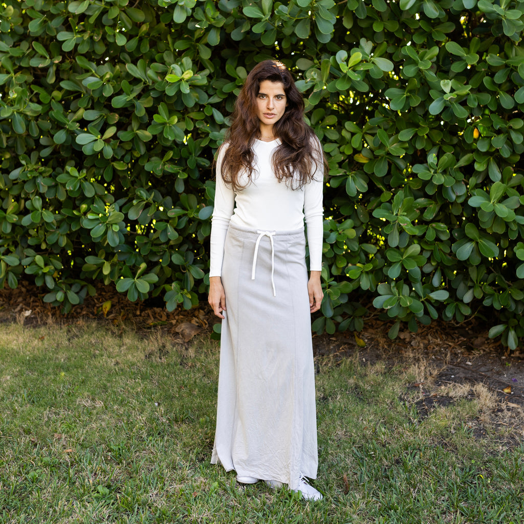 Drawstring Maxi Skirt| Gray