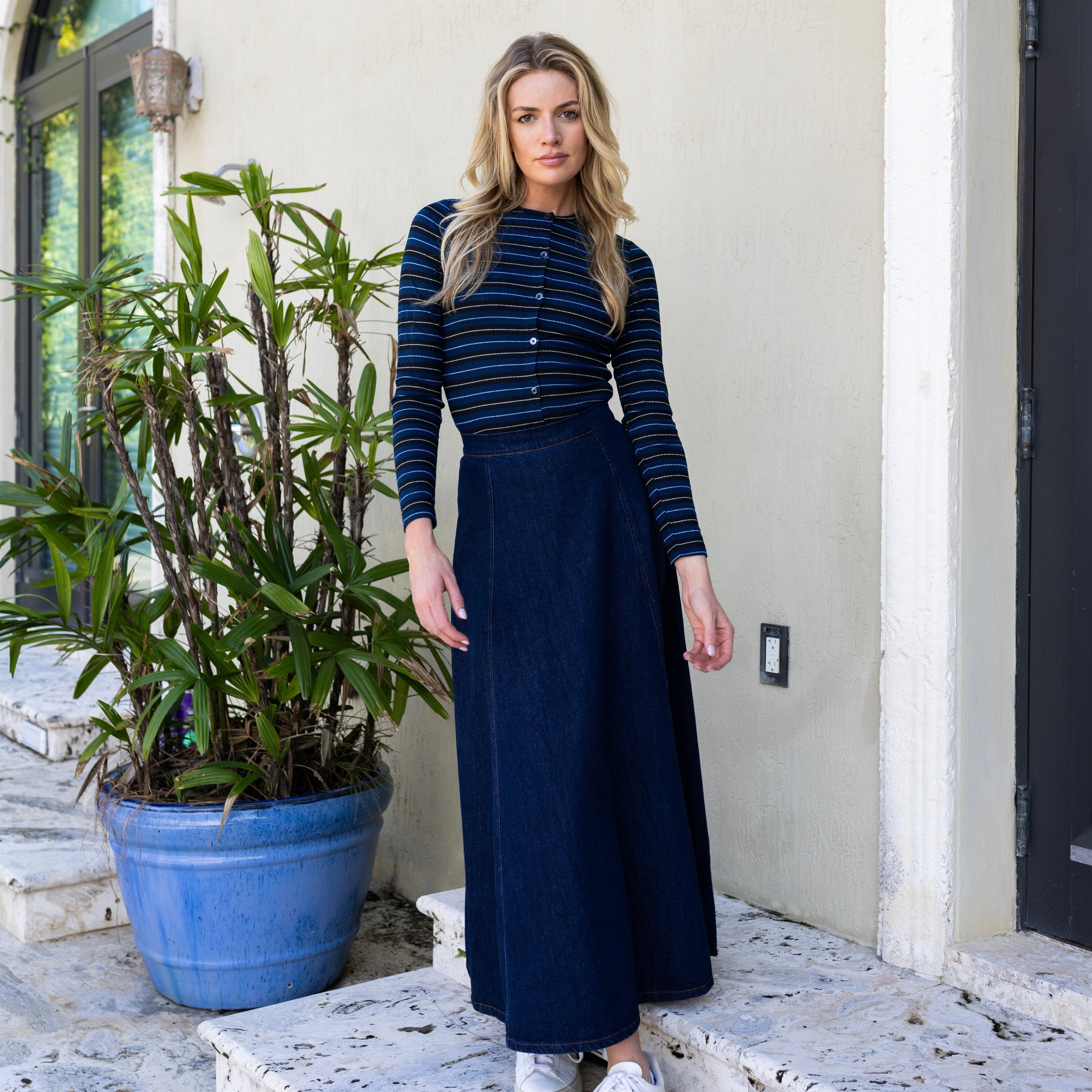 Shimmer Striped Cardi | Blue [Final Sale]