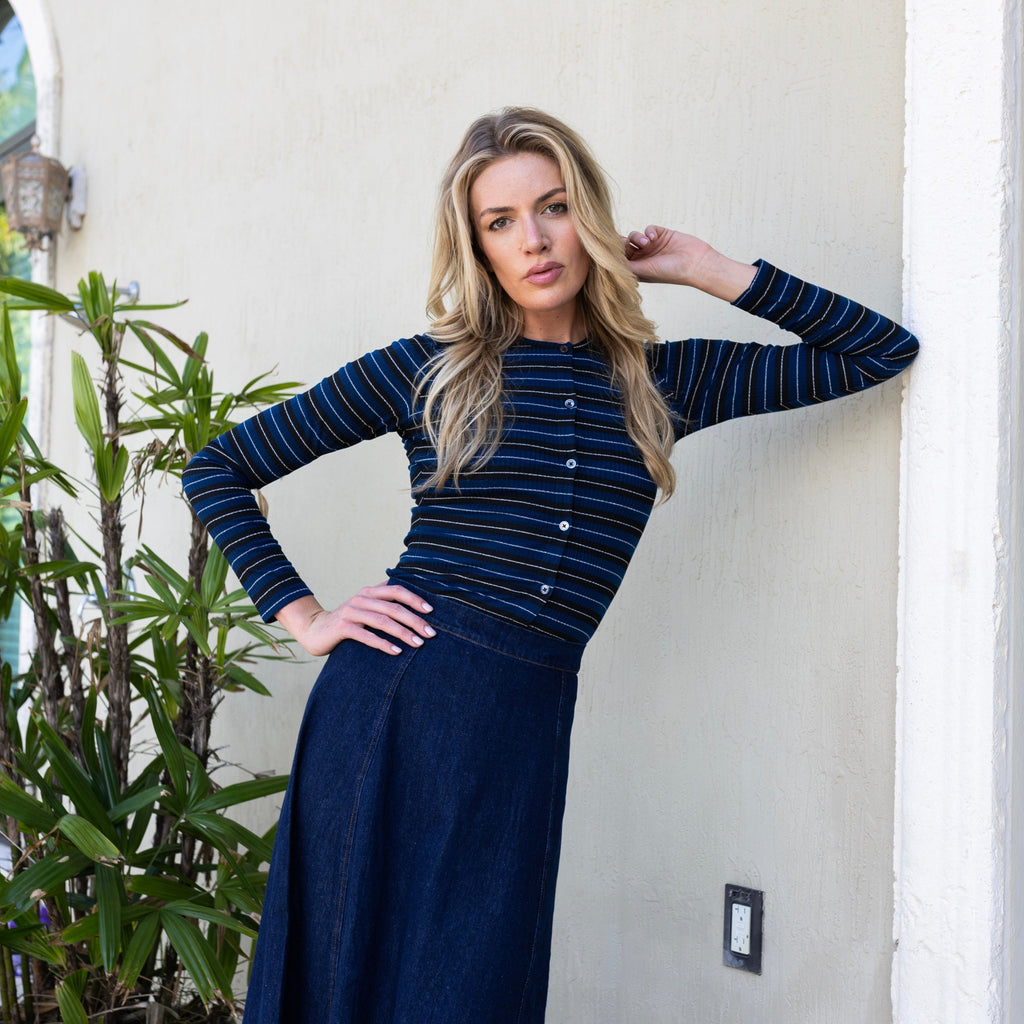 Shimmer Striped Cardi | Blue