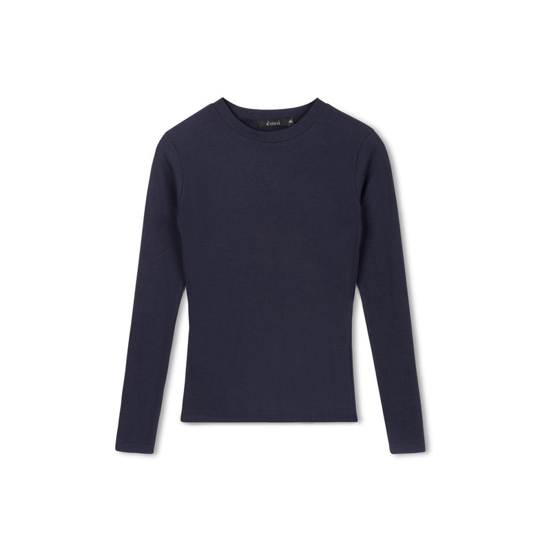 Ribbed Crewneck Tee | Navy