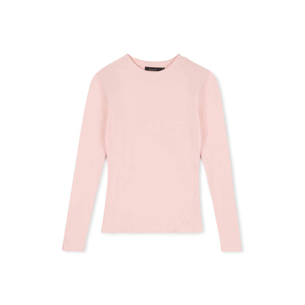 Ribbed Crewneck Tee | Light Pink