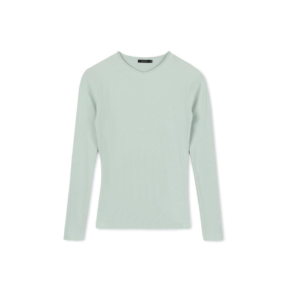 Ribbed V-neck Tee | Seafoam