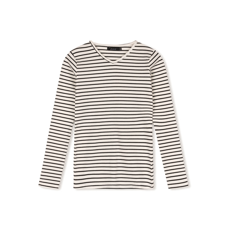 Striped Rib Tee White/Black