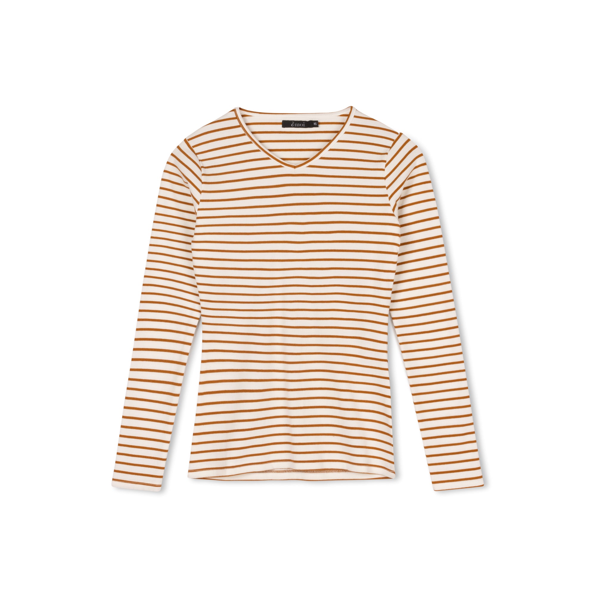 Striped Rib Tee White/Rust [Final Sale]