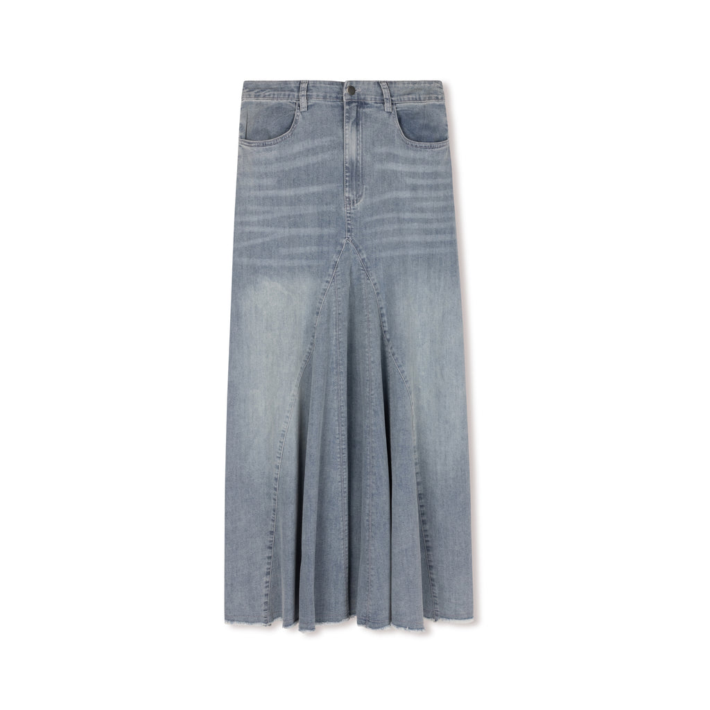 Flared Denim Skirt| Light Denim