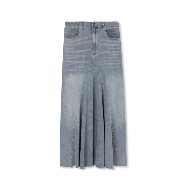 Flared Denim Skirt| Light Denim