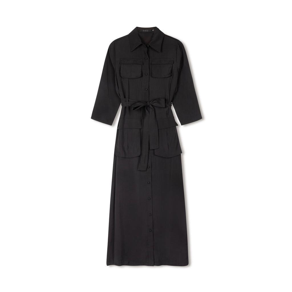 Belted Shirtdress | Black [Final Sale]
