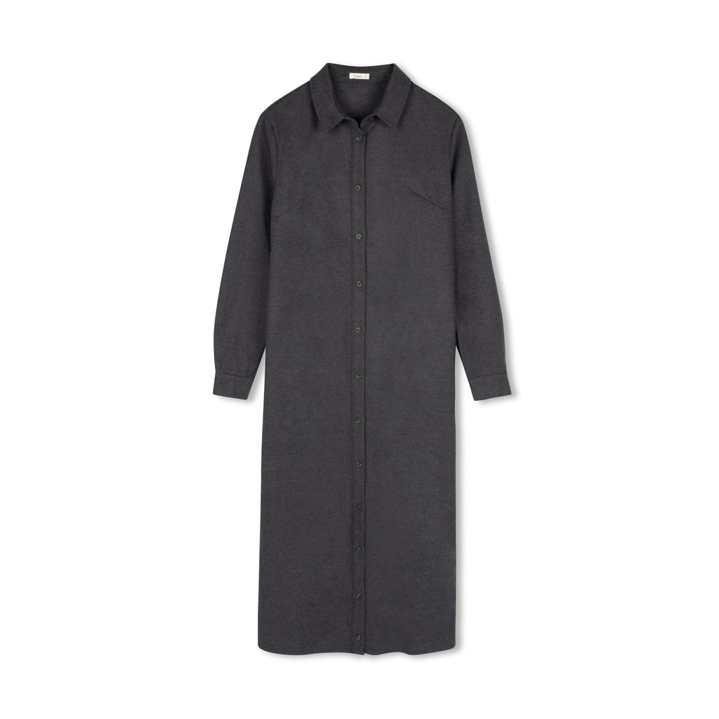 Brushed Button Down Shirtdress | Gray