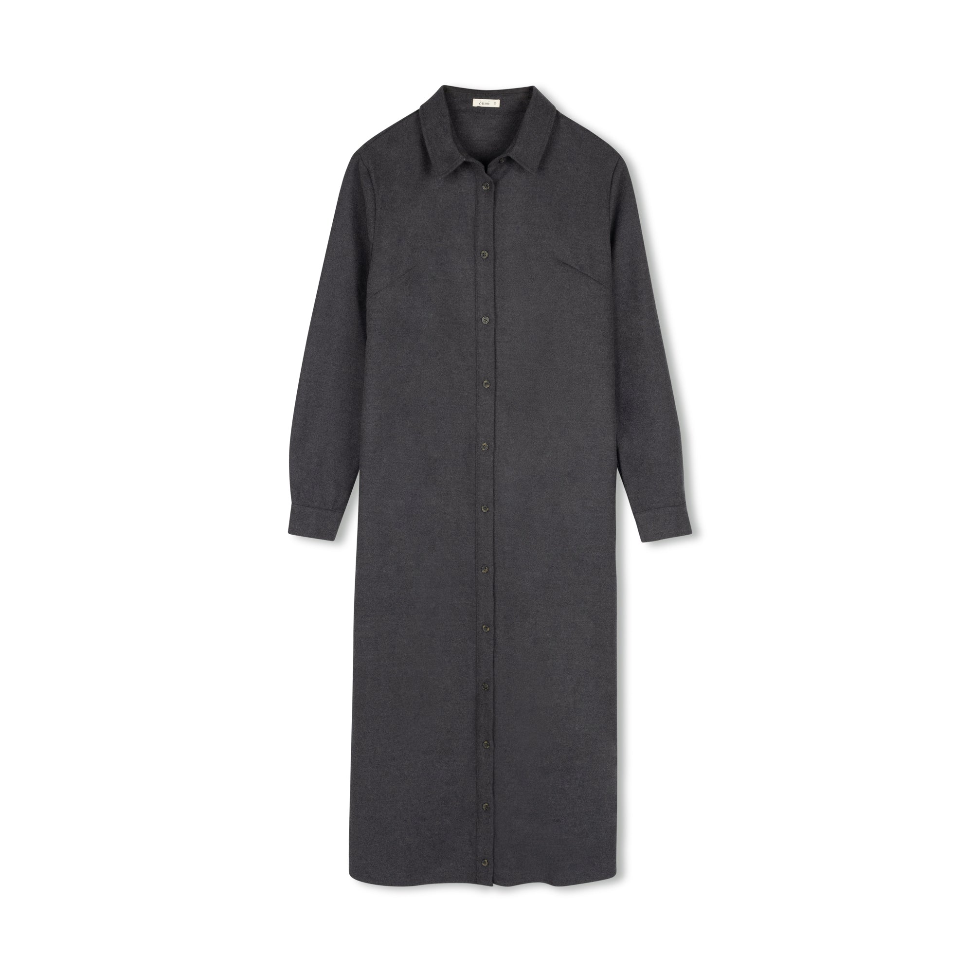 Brushed Button Down Shirtdress | Gray