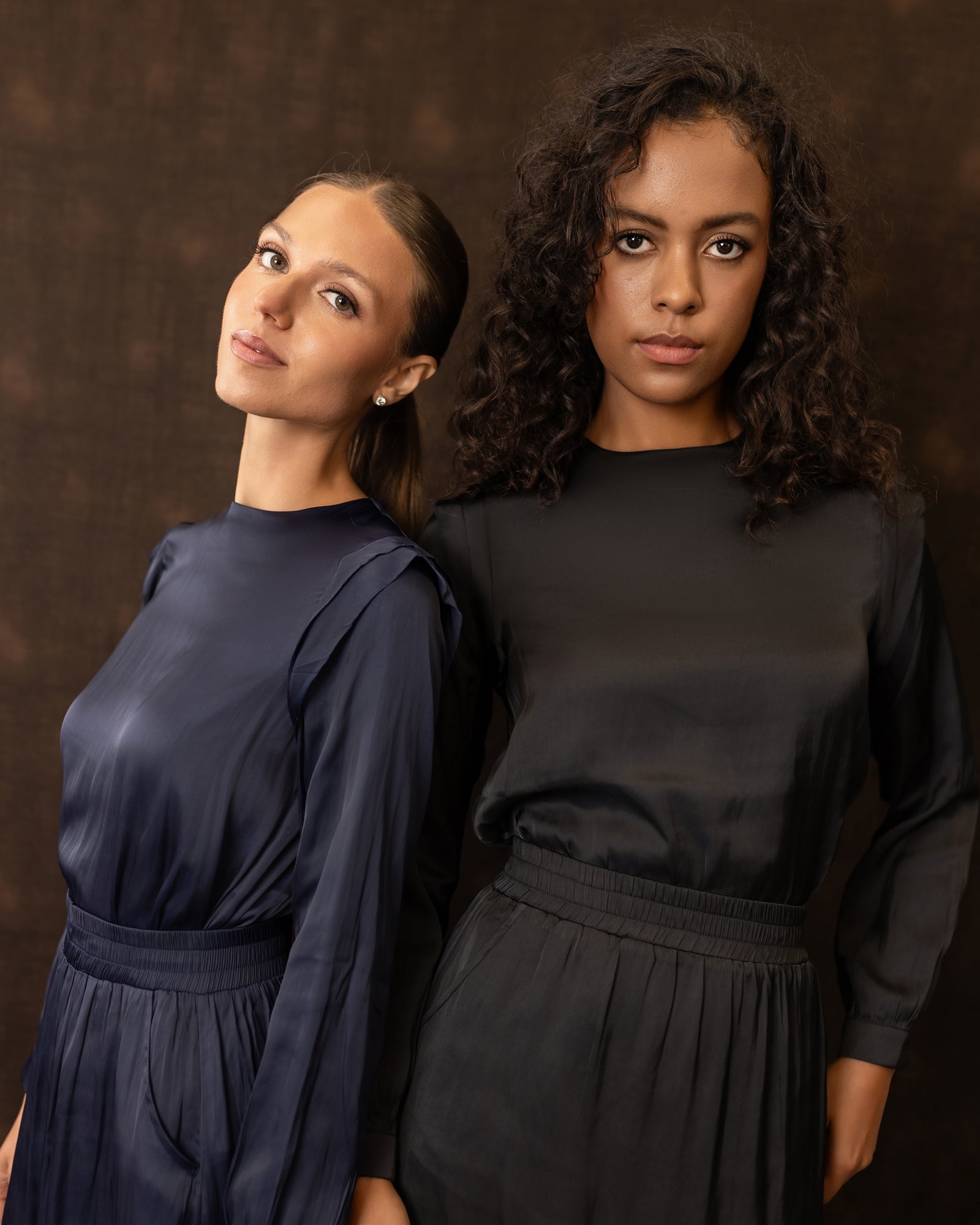 Frida Satin Top | Navy Set