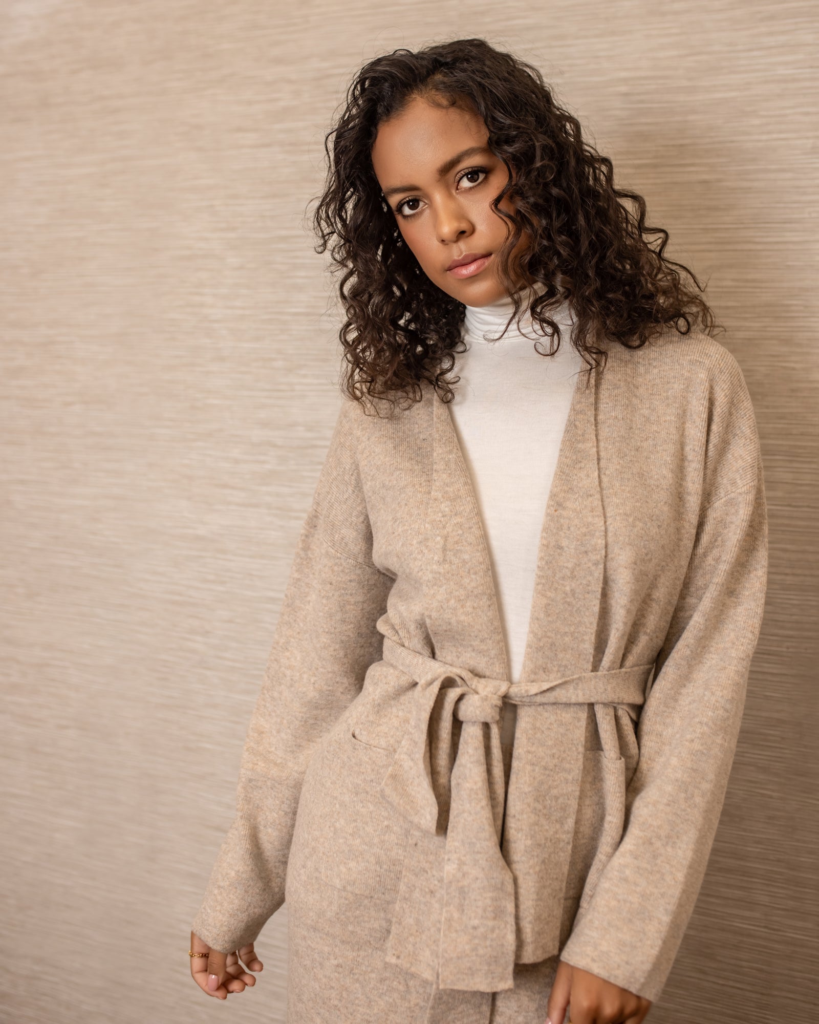 Belted Knit Set | Beige