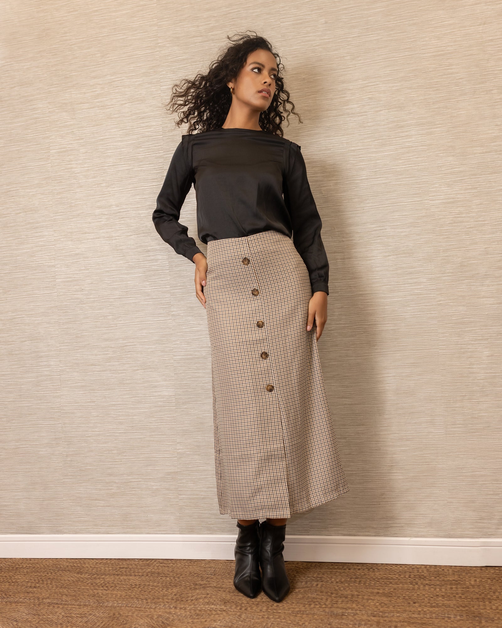 Plaid Skirt | Brown