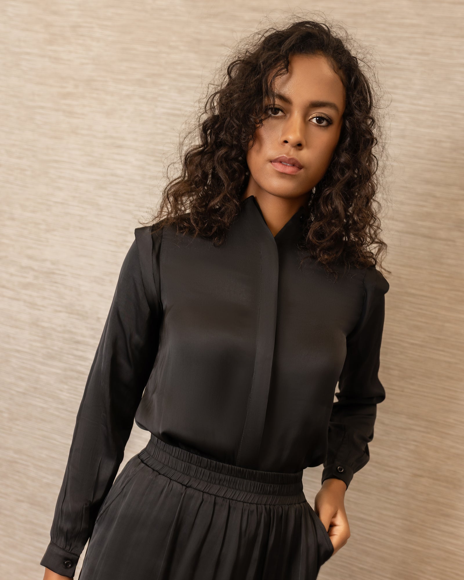Frida Satin Top | Black Set