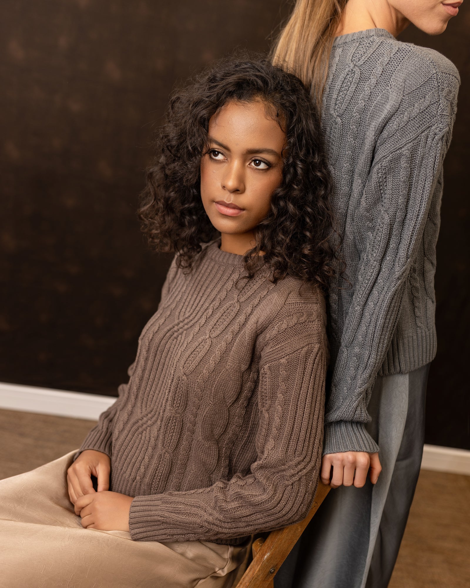 Chunky Cable Knit Sweater | Dark Gray