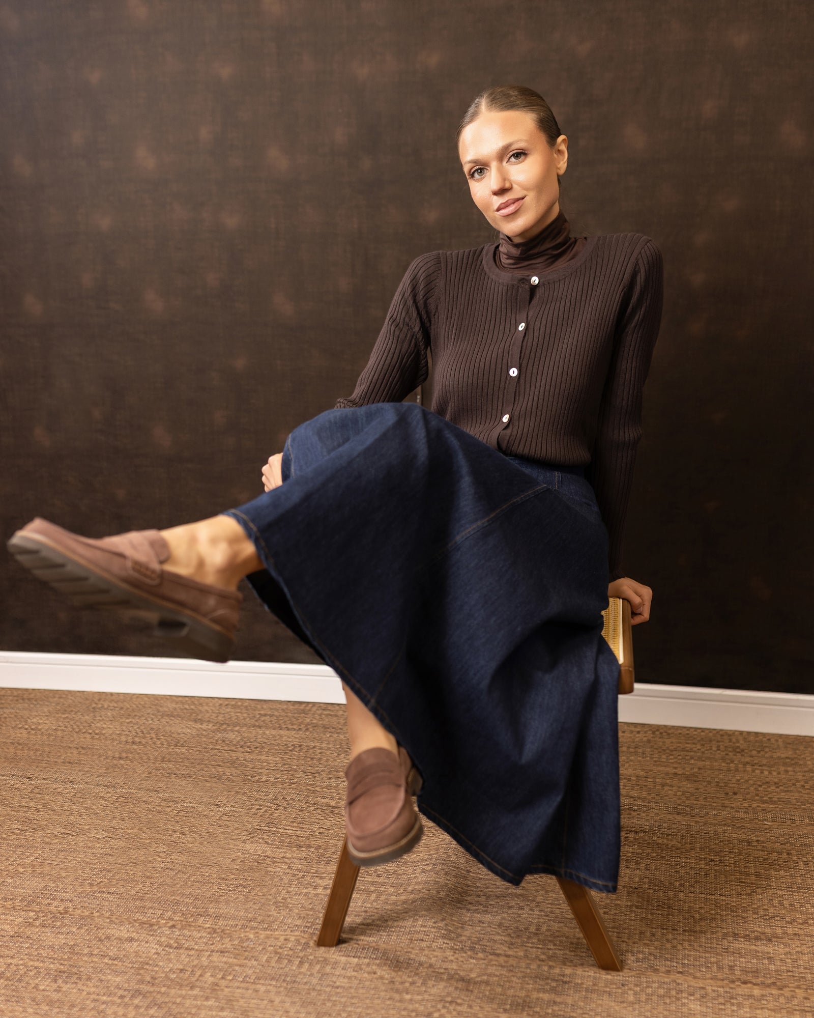 Knit Cardigan | Brown