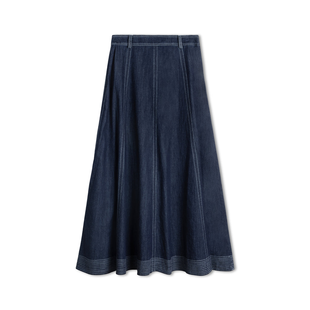 Stitched Denim Maxi | Dark Navy