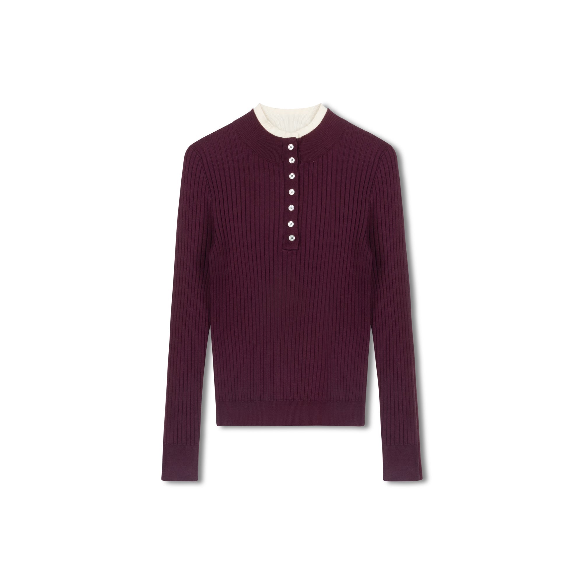 Double Collar Sweater  | Maroon