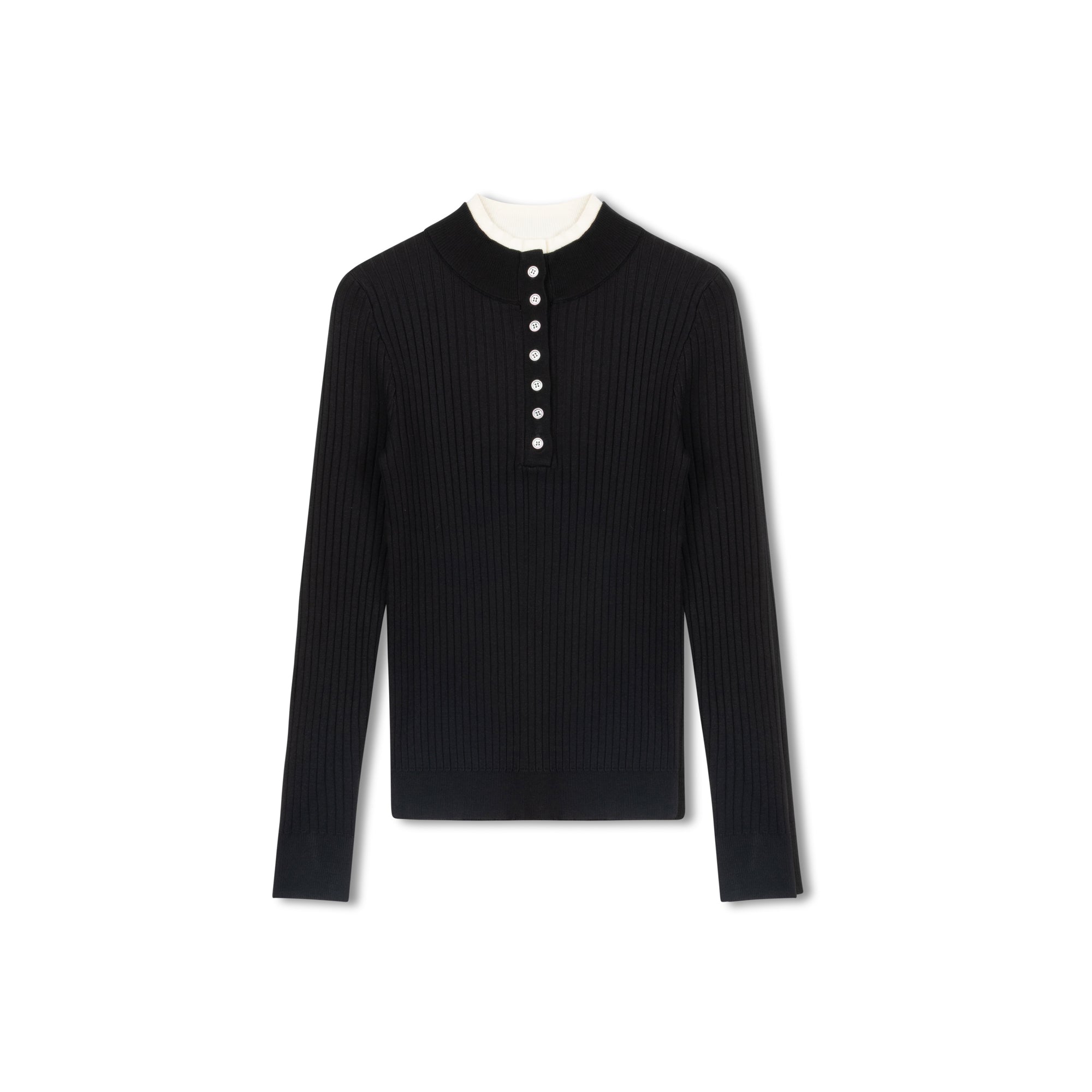 Double Collar Sweater  | Black