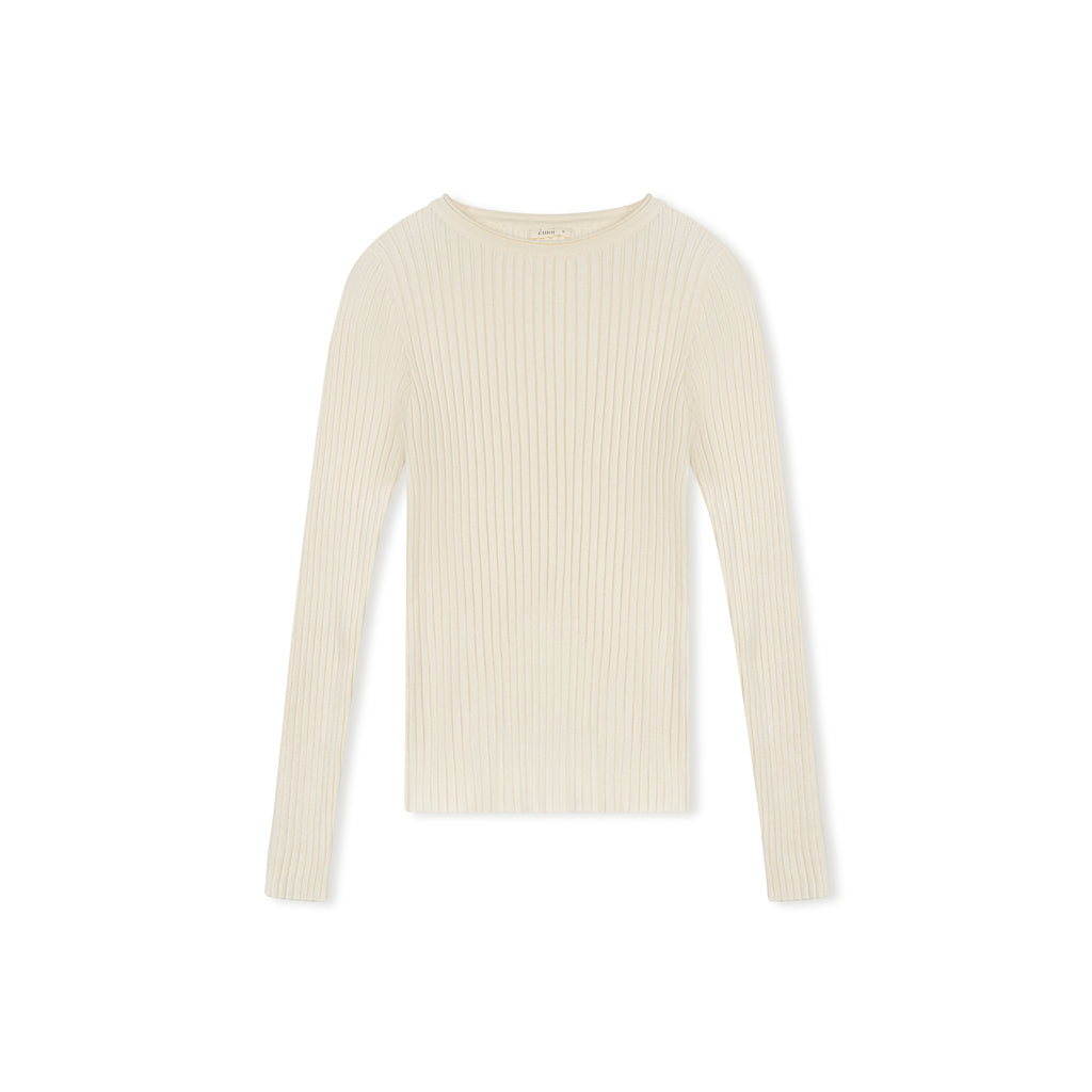 Rolled Collar Knit sweater | Cream
