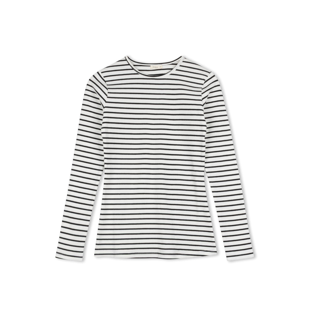 Striped Rib Crewneck | White/Black
