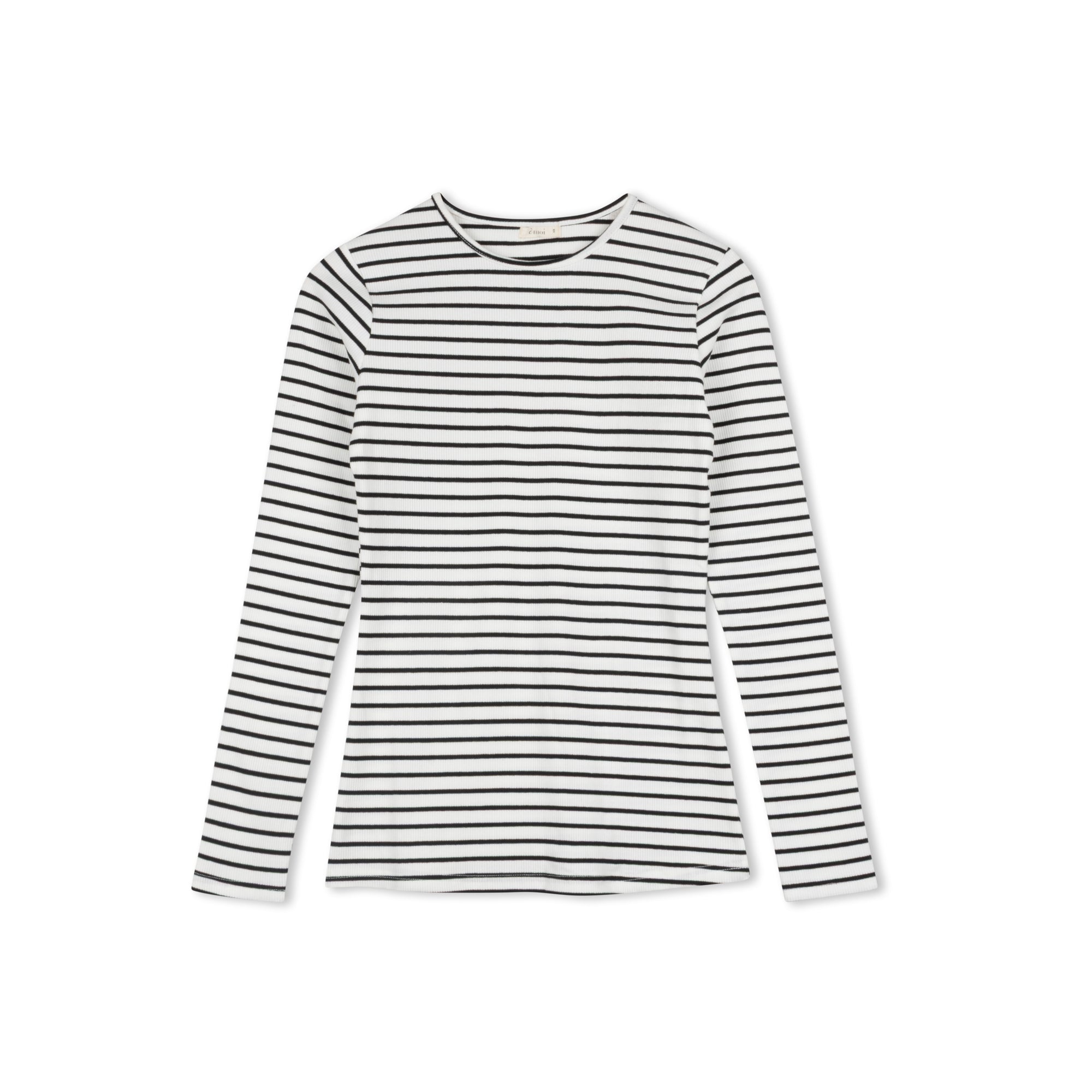 Striped Rib Crewneck | White/Black