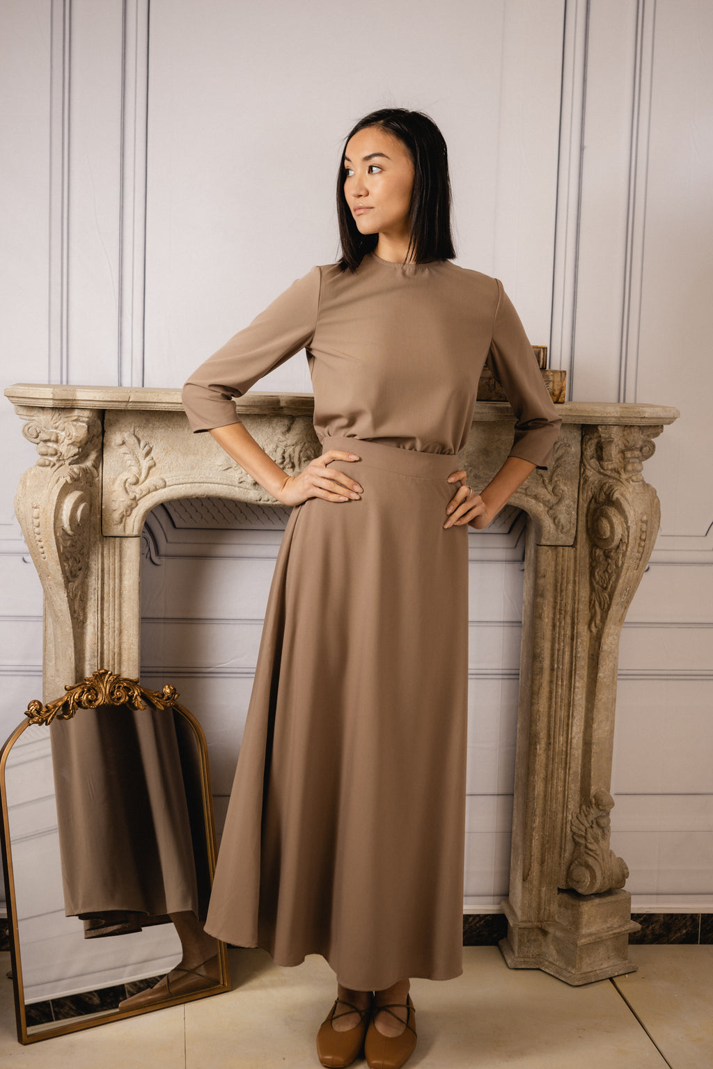 Linda Skirt | Taupe (Must buy as a set)