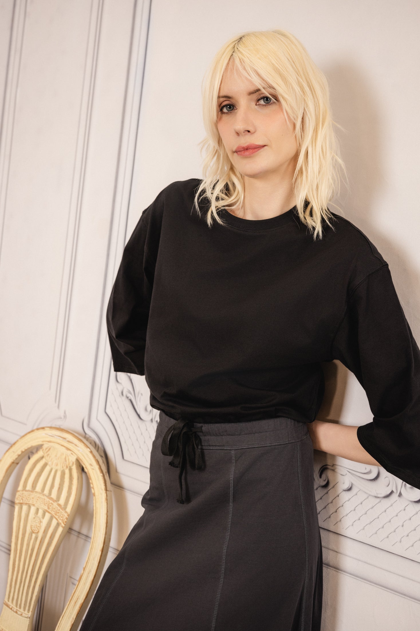 Drawstring Maxi Skirt| Asphalt