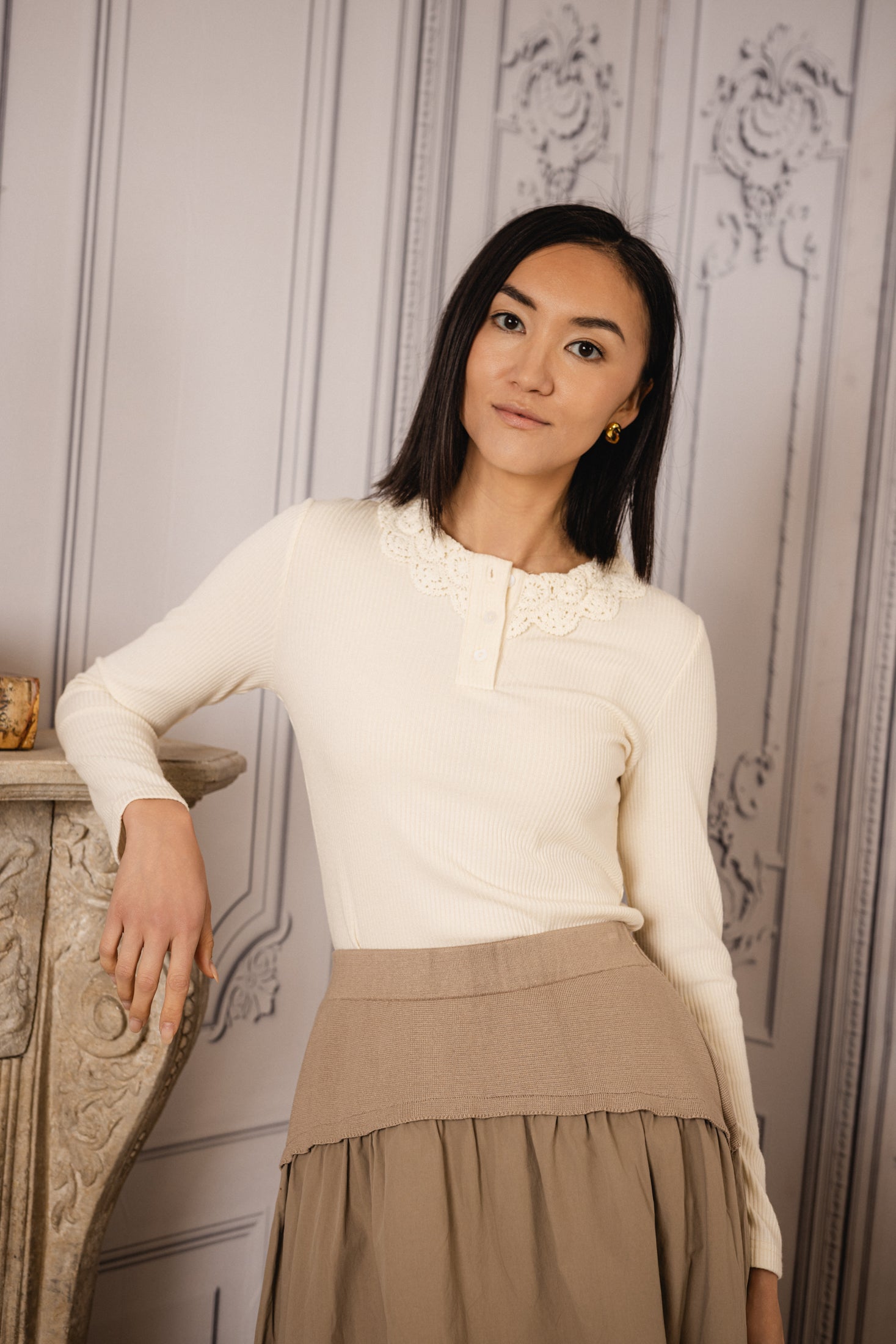 Relaxed Crochet Tee | Off-White