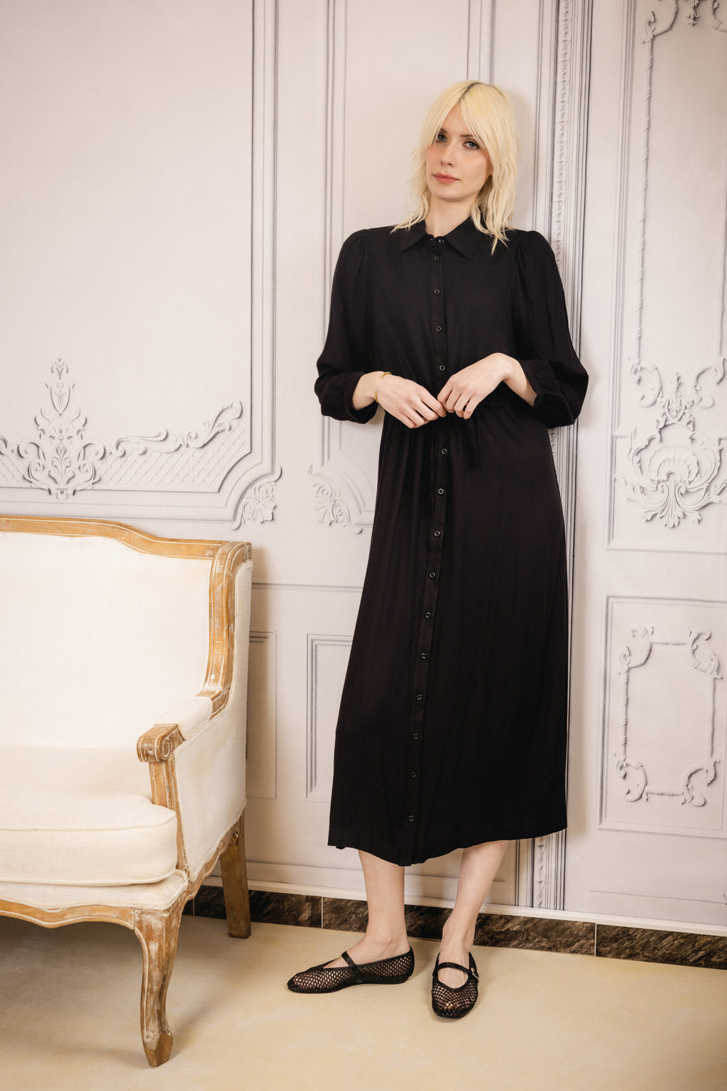 Evie Maxi Shirtdress | Black