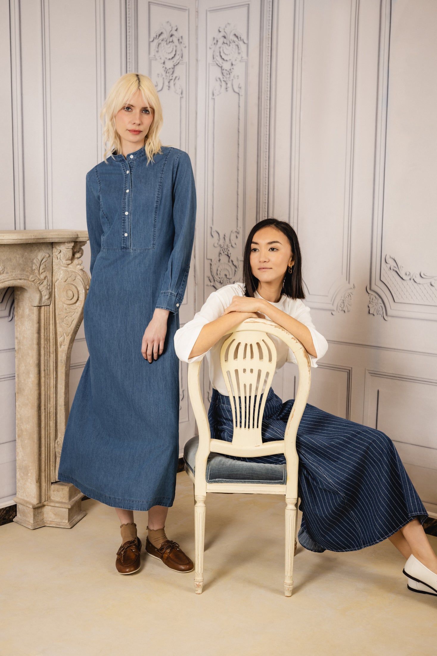 denim dress long 2017 Tiered Denim Dress