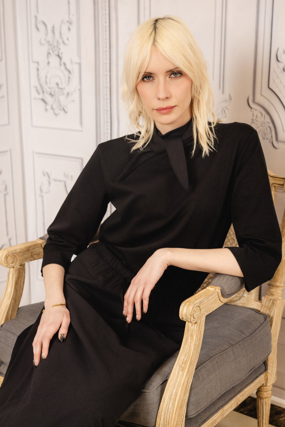 Tie Neck Top | Black