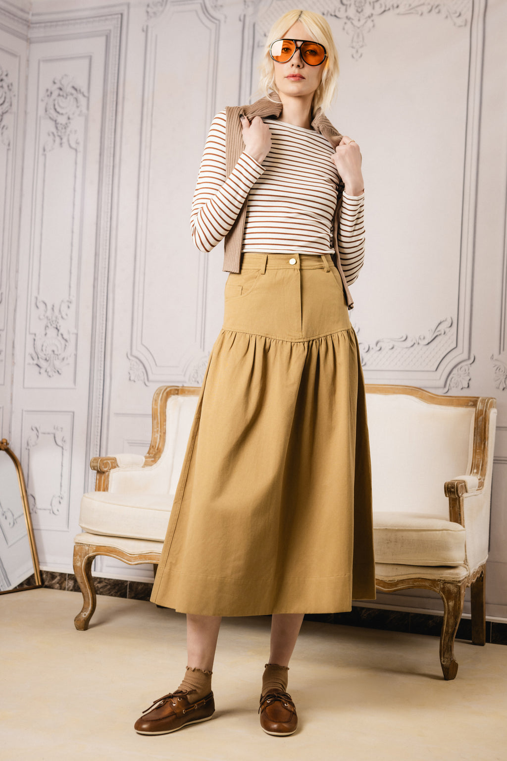 Clara Maxi Skirt  | Denim Brown