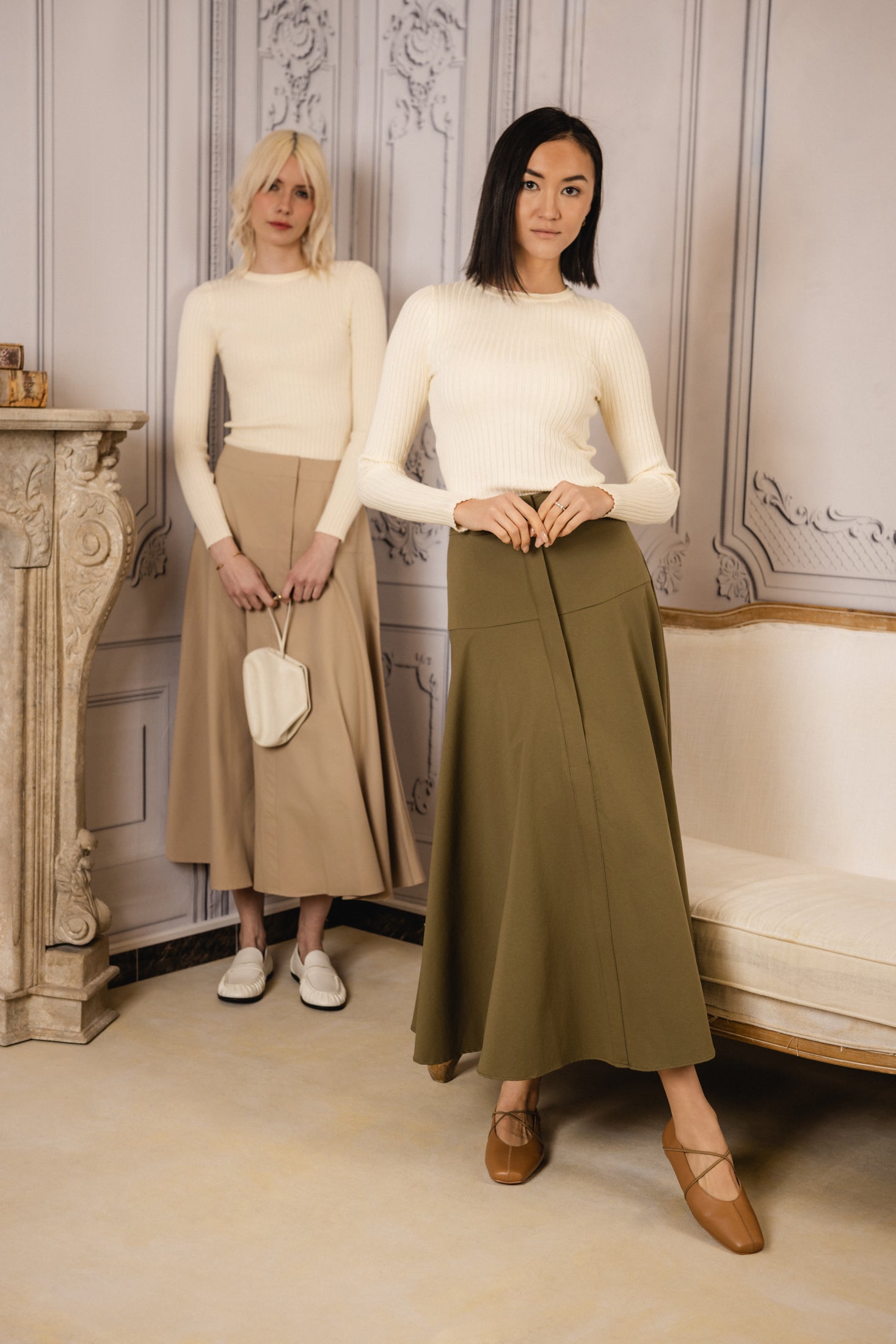 Tailored Yolk Skirt | Hunter Green