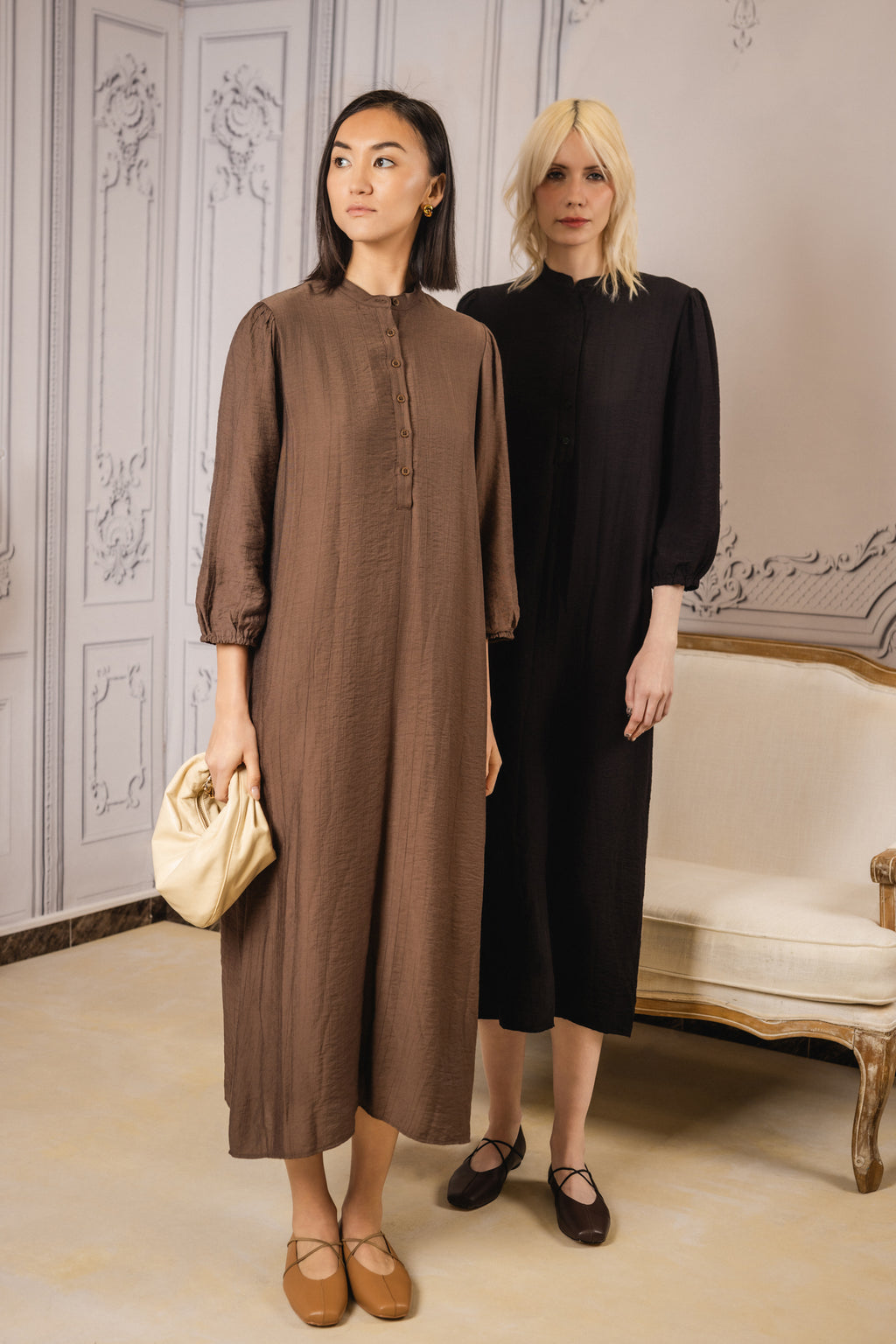 Crinkle Dress | Brown