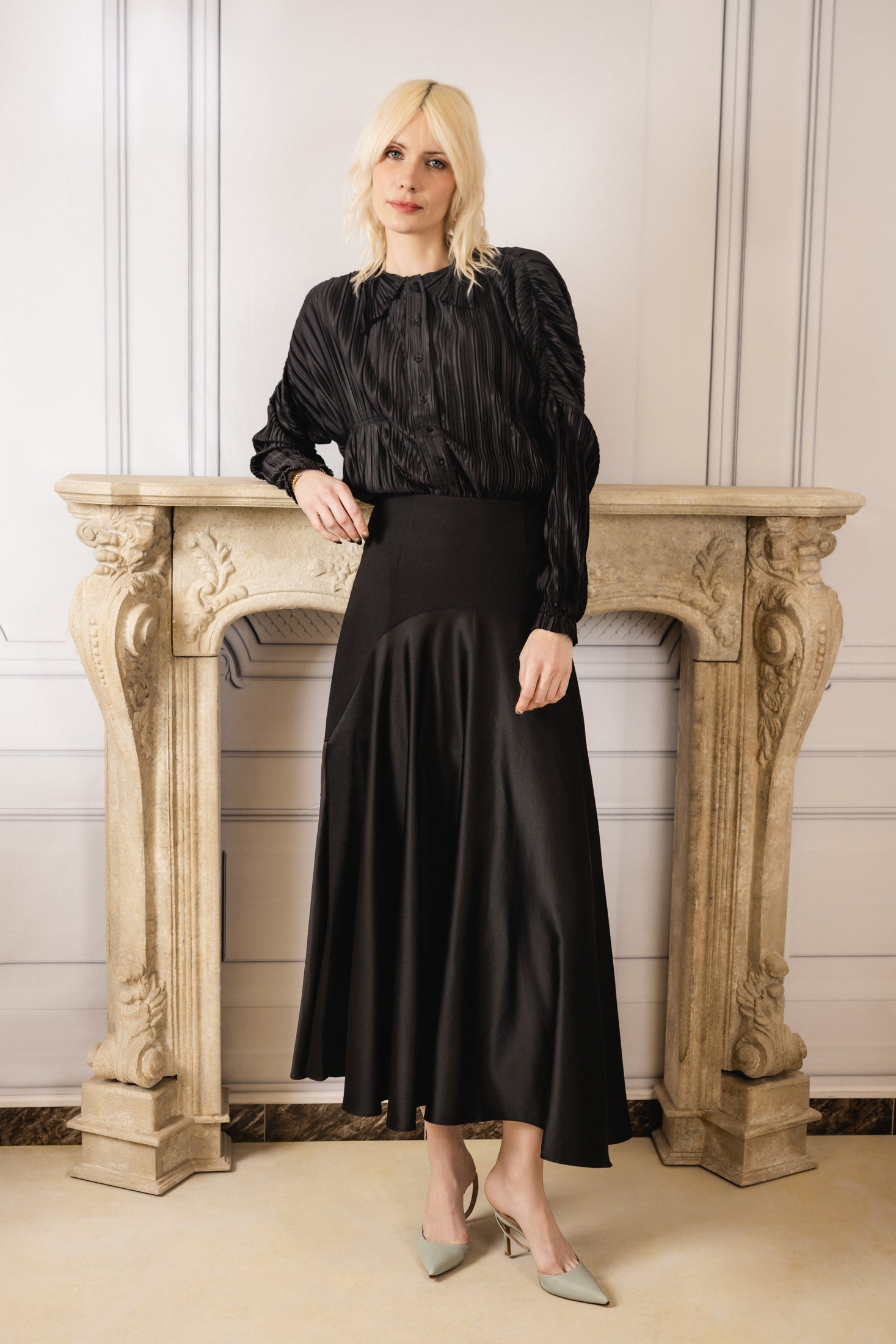 Plisse Blouse | Black