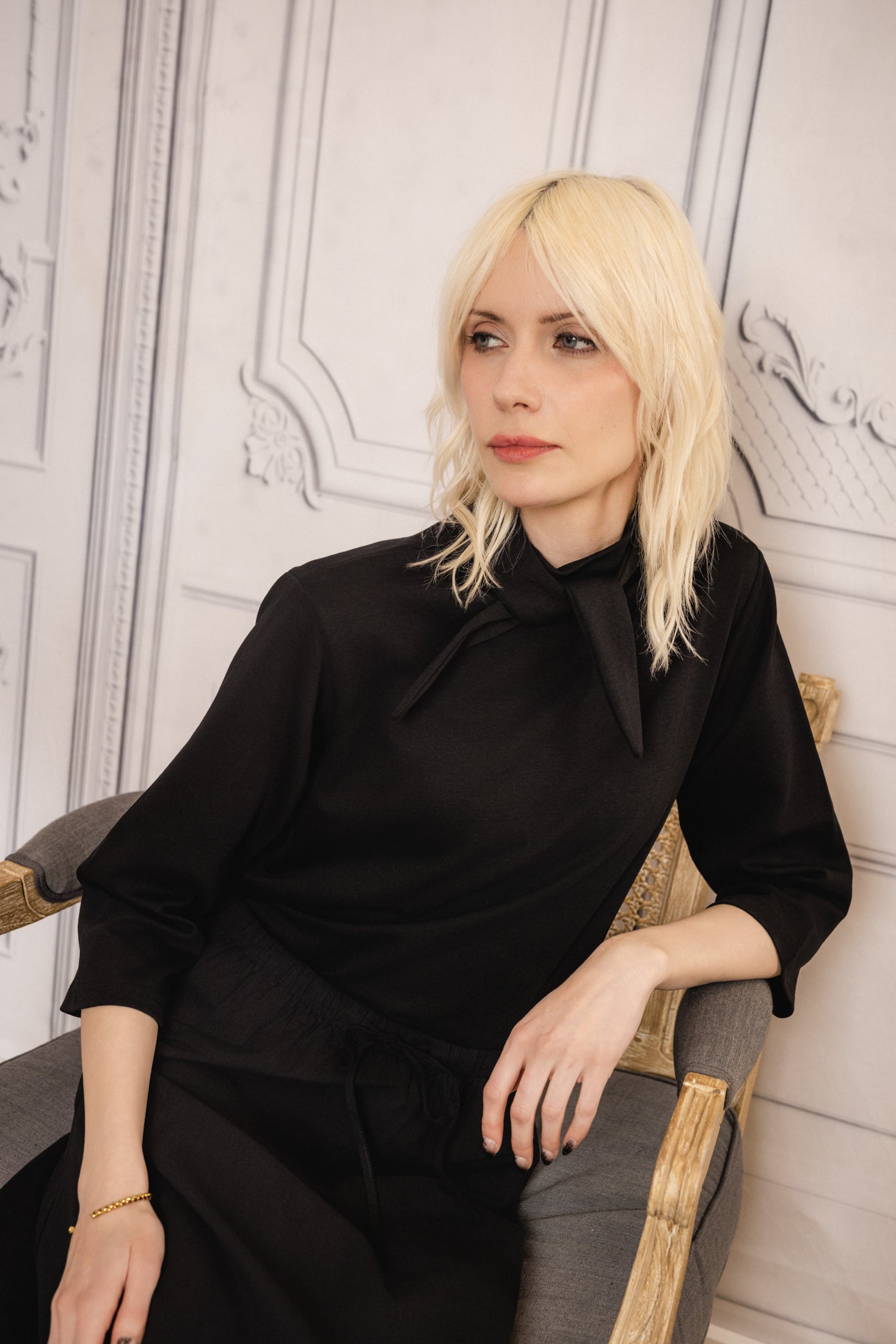 Tie Neck Top | Black