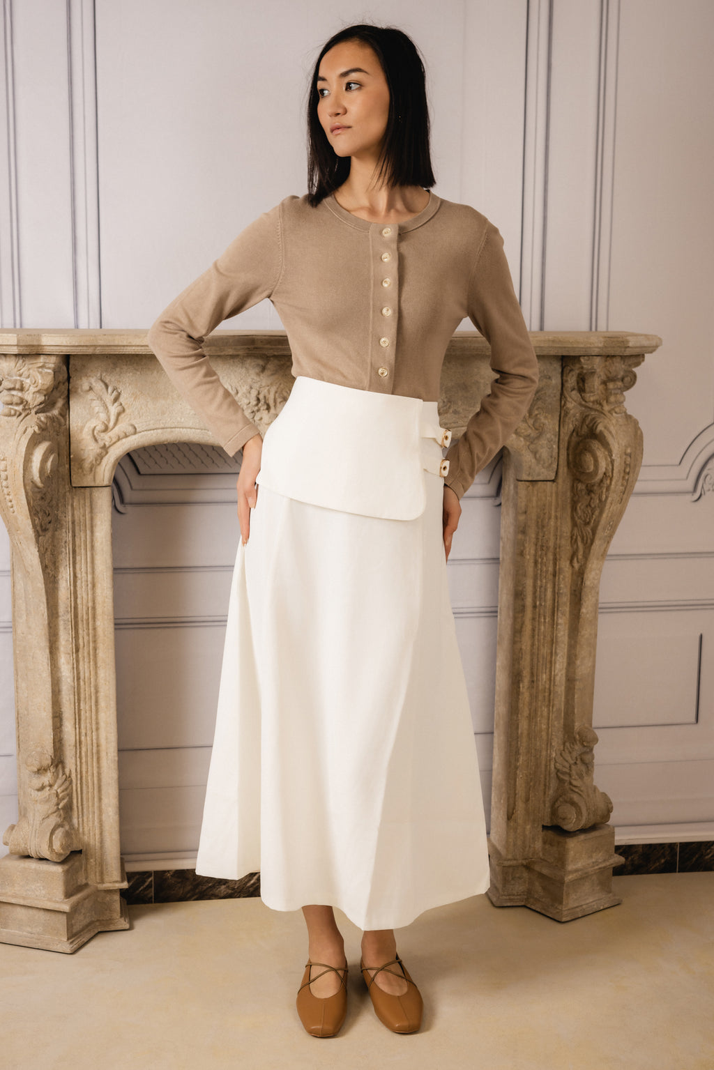 Button Down Cardi | Taupe (Set)