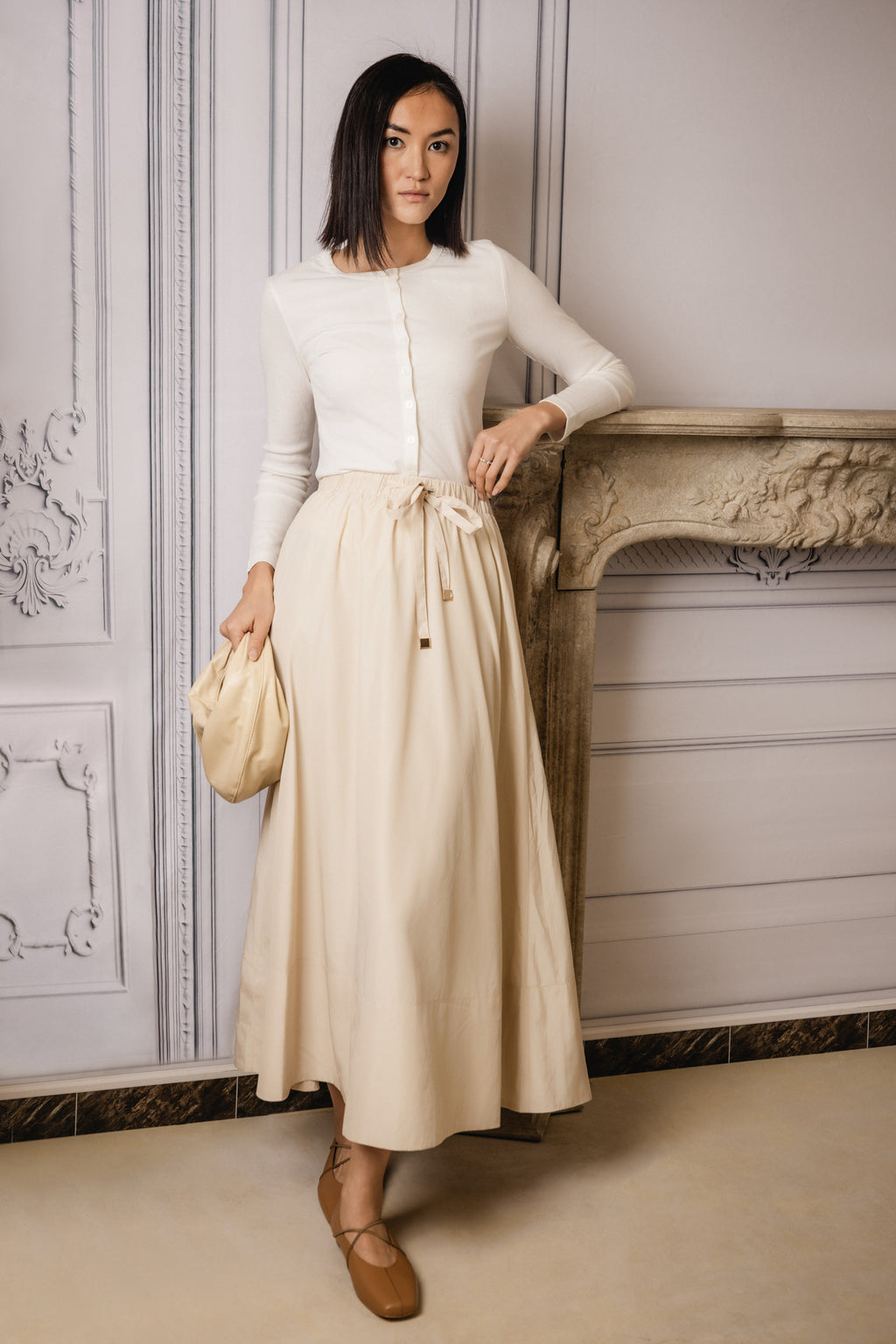 Payge drawstring skirt | Light Beige