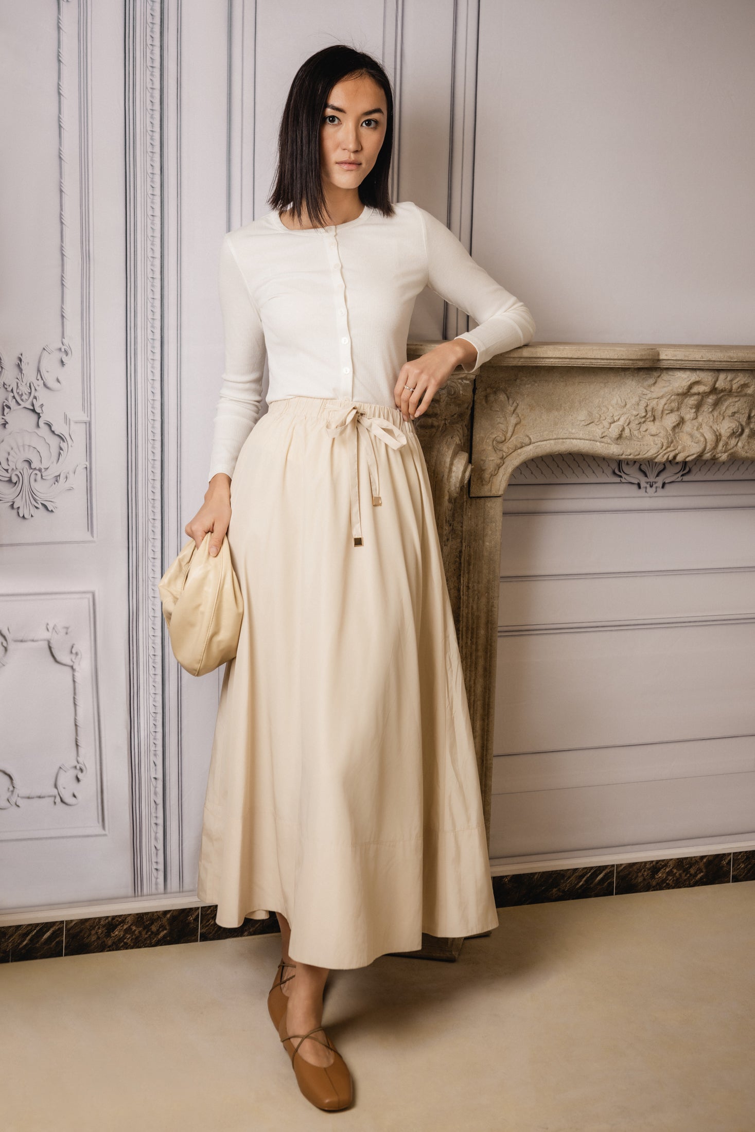 Payge drawstring skirt | Light Beige