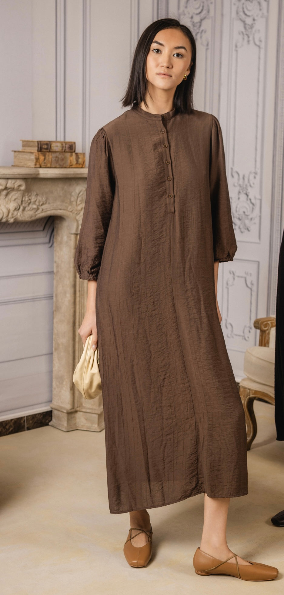 Crinkle Dress | Brown