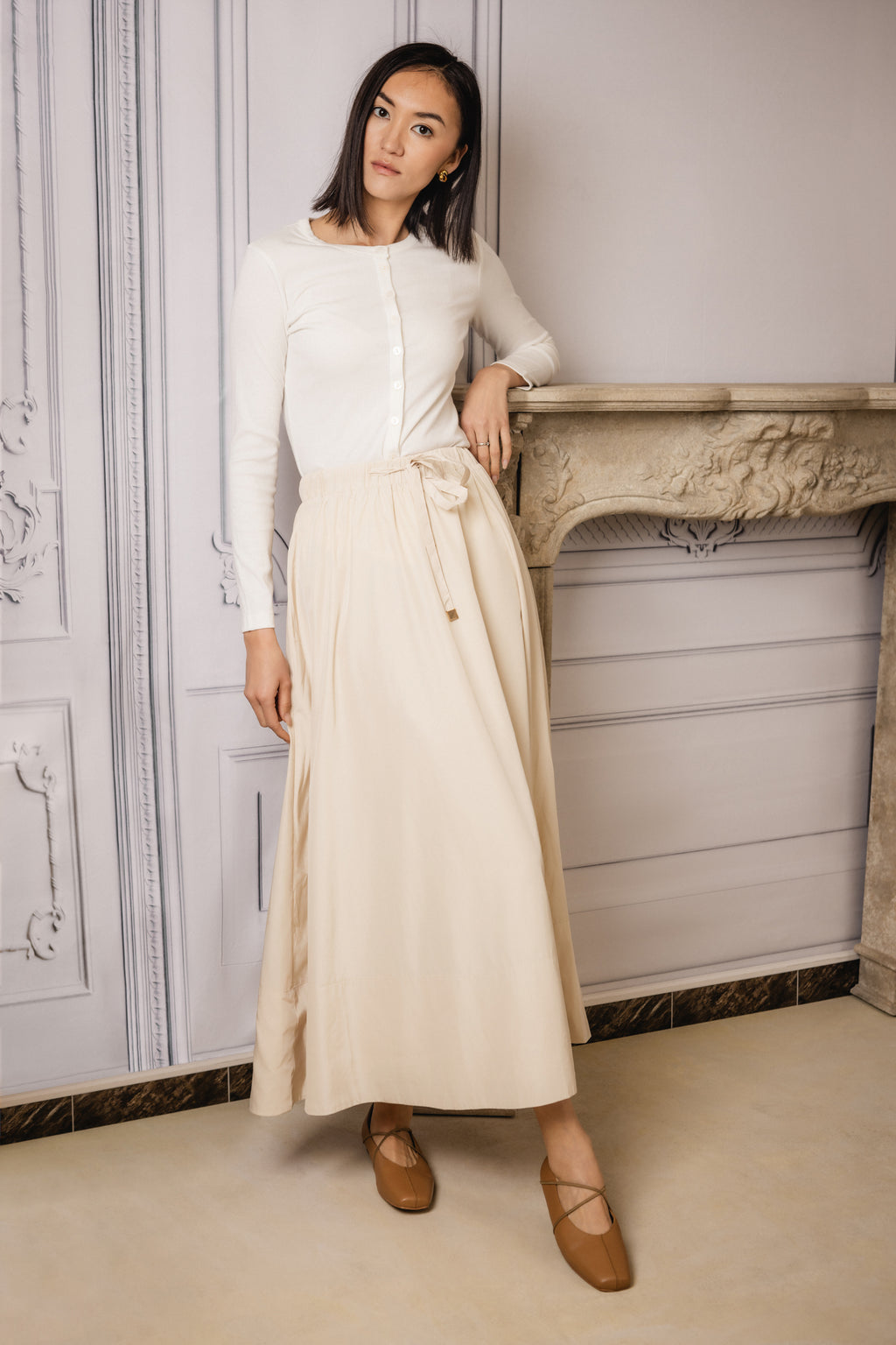 Payge drawstring skirt | Light Beige