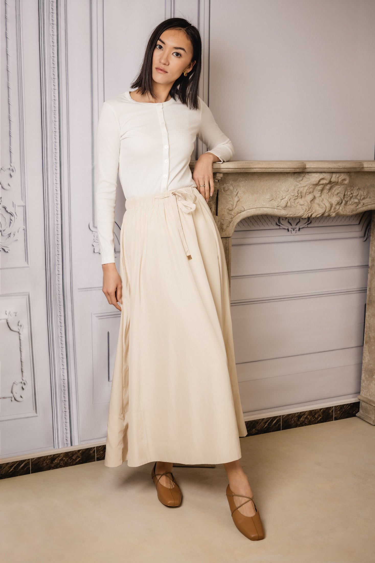 Payge drawstring skirt | Light Beige